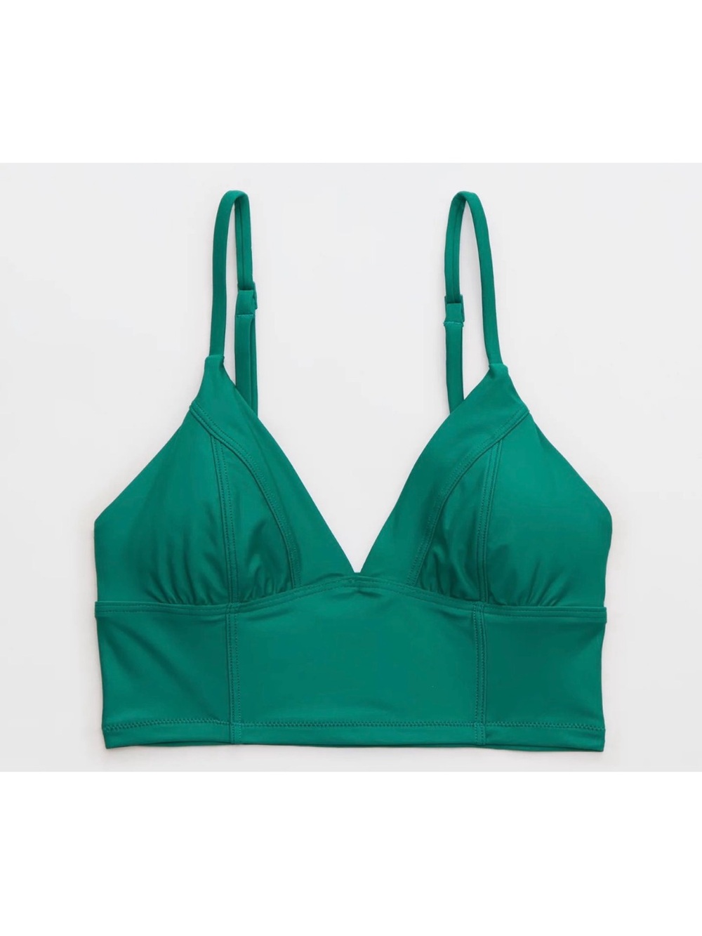 Aerie Seamed Longline Triangle  Bikini Top Only , Size Medium. Color Green Envy